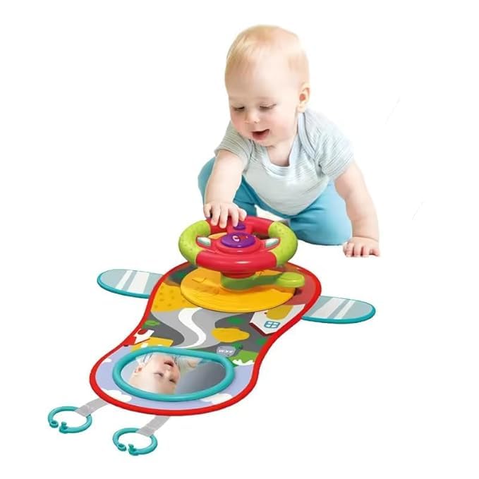 Wonder Digital Travel Baby Toys, Interactive Dashboard Steering Wheel Pretend Play Driving Toy, Rear Car Seat Toys with Mirror 2-in-1 Baby Stroller Toy-image-46