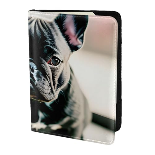Tamiger Adorabile portafoglio portadocumenti da viaggio con stampa bulldog francese, 14 cm, unisex, regalo per vacanze e viaggi di lavoro, Nero , taglia unica