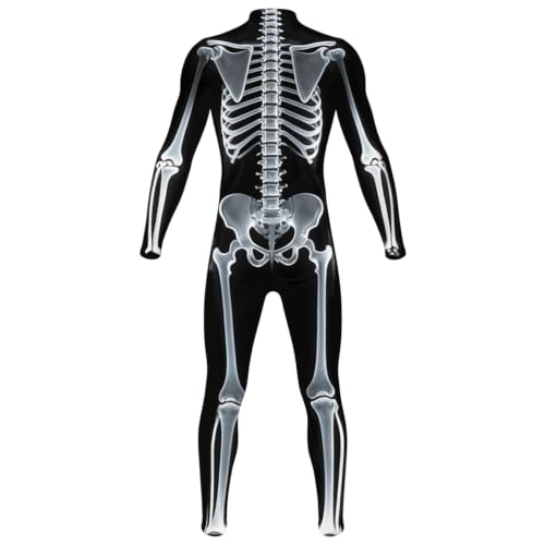 Mono de esqueleto Halloween hombre ceñido con cierre delantero 2