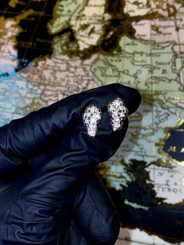 Mens Ladies 14K White Gold Over Silver Lab Diamond Nugget Earrings Screw Back Studs Iced Out aretes para hombre - Men's Earrings, Screw Back, Men's Jewelry, Hip hop Earring4