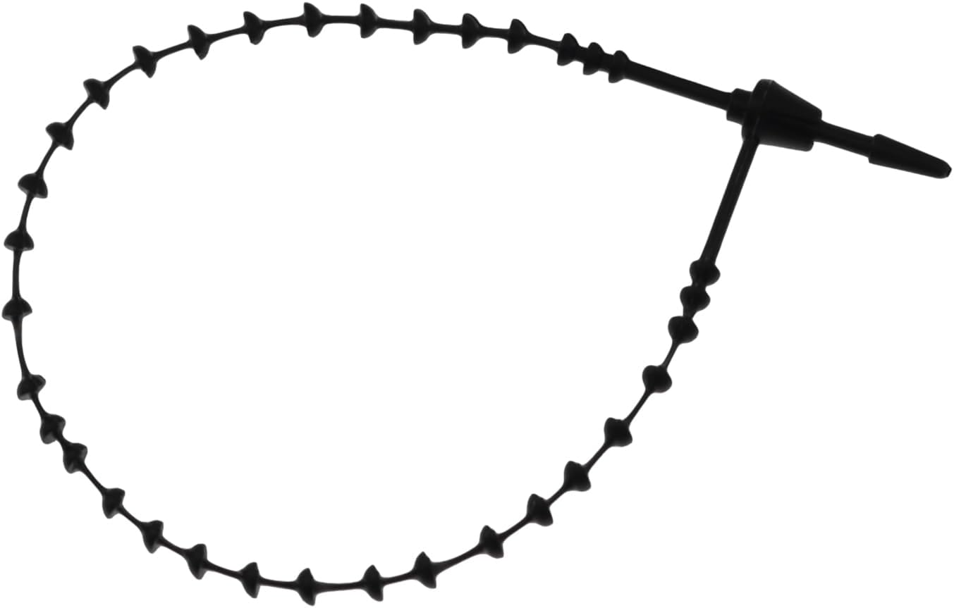 1Pack 1000PCS Plastic Hand Threaded Hang Tag Strings Black 5 Inches 13 Centimeters Bead Ring Tied String Male Female Buckles Adjustable Chain Rubber Pin Buckles Clothing Price Tag Fasteners