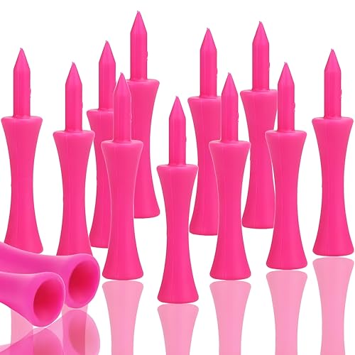GOEDEKE Golf Tees Plastic Pink Golf Tees 57mm Pink Castle Tees Long Short Durable Portable Professional for Golfer Practice (50pink)