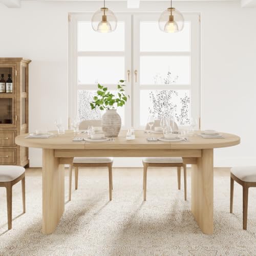 GarveeHome Oval Dining Table for 6-8 People, Long Large Kitchen T...