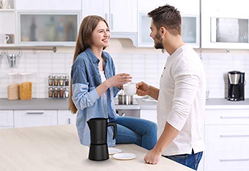 bonVIVO Intenca Stovetop Espresso Maker - Luxurious Italian Coffee Machine Maker, Stainless Steel Espresso Maker Full Bodied Coffee, Espresso Pot For 5-6 Cups, 10 oz Moka Pot Black Finish - Thumbnail 3