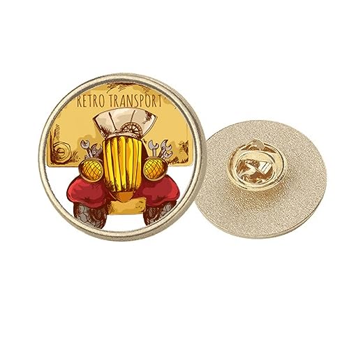 Broche ronde en métal doré transport britannique rétro vintage dessin animé pour collectionneur