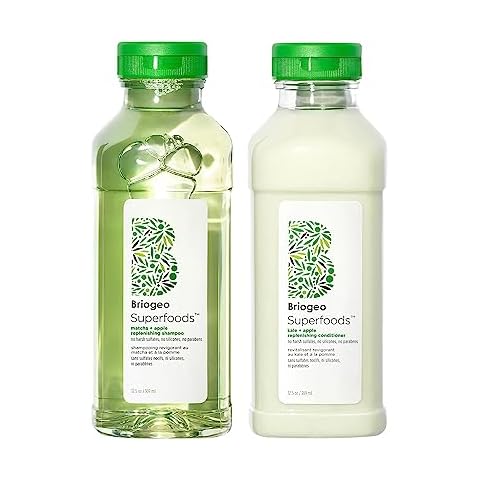 Briogeo Superfoods Matcha, Apple + Kale Hair Pack, Supports Healthy, Balanced Hair and Scalp, Shampoo and Conditioner for All Hair Types and Textures, Vegan, Cruelty-Free, 2 x 12.5 fl oz Cover