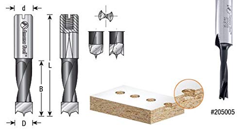 Amana Tool - 206008 Carbide Tipped Brad Pt. Boring Bit R/H 8mm Dia x 70mm Long x 10mm Sh