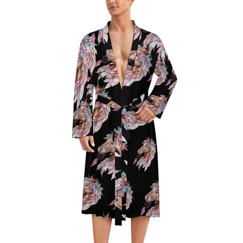Bata de baño para hombre ligera manga larga ropa de dormir suave cómoda camisón de rodilla