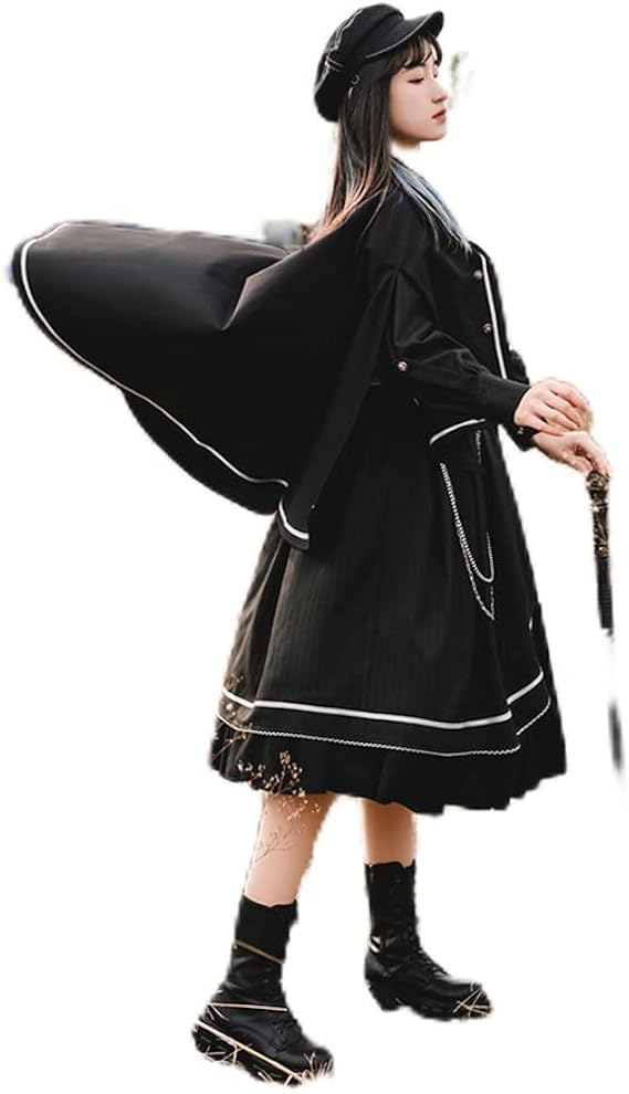 Amazon Co Jp ゴスロリ 衣装 ワンピース 制服 マント 軍服 女装 森ガール ロリータ ゴスロリ スカート ゴシック ドレス クリスマス ハロウィン アニメ 学園風 かわいい 学園祭 文化祭 仮装 Jk セット コスチューム 長袖 靴下 ベルト 黒 Cosplay 服