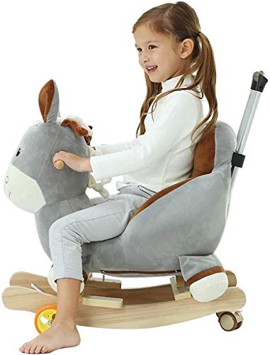 ZHANGYUEFEIFZ Schaukelpferd Plüsch Schaukeltier Pferd Rocking Pferd Stuhl Baby Musik Trojan Spielzeug Geschenk… – Bild 4