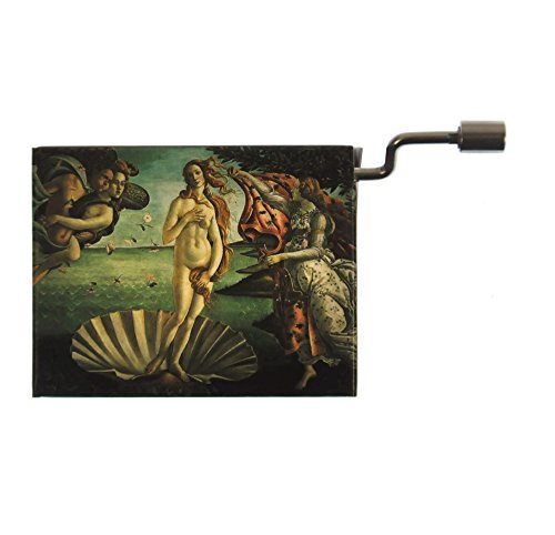 Hand Crank Music Box Art & Music: Plays Arabesque, Design: Botticelli Birth of Venus, Fridolin Germany