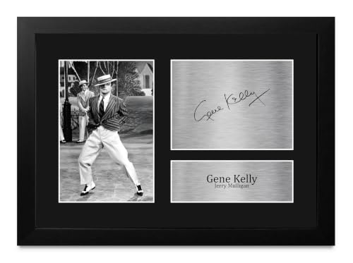 Memorabilia de Gene Kelly con autógrafo impreso y marco A4 de alta fidelidad visual