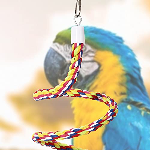 2Pcs 43'' Bird Rope Perches Birdcage Swing Toys 100% Cotton No Smell Peck/Chewing With Bell Climbing Standing Bungee Bird Toys For Small To Regular Size Parrot Cockatiel Birds By Oswinmart #TOP5