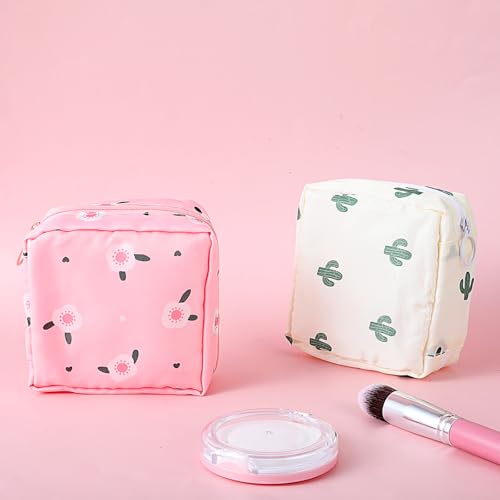 Image of 2 Pcs Sanitary Napkin Storage Bag, Portable Reusable Period Pouch for Women, Tampon and Menstrual Pad Holder With Zipper, Nursing Pad Kit for Teen Girls Feminine Care
