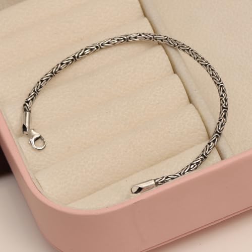 LeCalla Solid 925 Sterling Silver Byzantine Bracelet for Women | Italian 2.5MM Round Handmade Antique Byzantine Link Chain Bracelet 7 Inches, Made in Italy4