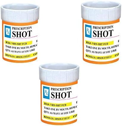 Shot Glasses Prescription Rx Pill Bottle Shot Glass 3 Set Novelty Funny Shot Glass 2 oz Gag Gifts Sets for Men & Women, Great Party Shots for Vodka, Whiskey, Tequila, Espresso