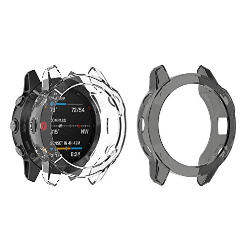 Tencloud - Custodia protettiva compatibile con Garmin Fenix 6 Fenix 6 Pro Sapphire, custodia protettiva in TPU morbido, solo per Fenix 6 Series (non adatta per Fenix 6S e 6X), bianca e nera