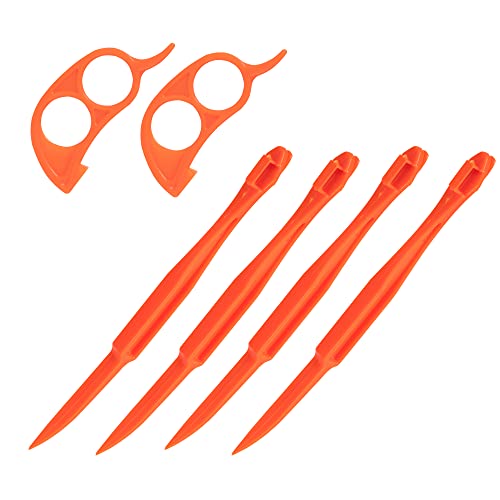 Soft Home Premium Plastic Orange Peeler Lemon Citrus Peel Cutter Vegetable Slicer Fruit Tools (Long Handle Type Orange 4 Pack; Mouse Type orange 2 Pack)