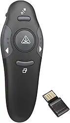 Apontador Passador de Slides Wireless Sem Fio Laser Pointer Vermelho PowerPoint Controle Remoto Passador USB 2.4GHz Alcance 30m Apresentações Palestras Aulas