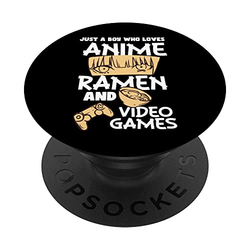 Just A Boy Who Loves Anime Ramen Video Games Design PopSockets PopGrip Intercambiable