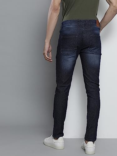 Image of The Indian Garage Co Men Slim Fit Solid Mid-Rise Stretchable Jeans