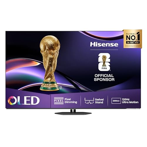 Hisense 55A85Q 139cm (55 Zoll) Fernseher, 4K UHD OLED Smart TV,120Hz, HDMI 2.1, Game Mode Pro, AMD FreeSync Premium, Dolby Vision IQ & Atmos, Bluetooth, Alexa Built-in, Schwarz, [2025]