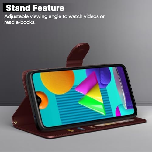 Image of Pikkme Samsung Galaxy M01 Flip Case Leather Finish | Inside TPU with Card Pockets | Wallet Stand and Shock Proof | Magnetic Closing | Complete Protection Flip Cover for Samsung Galaxy M01 (Brown)