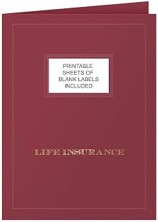 The Gallery Collection, 25 Count, Burgundy, Life Insurance Pocket Folders, Gold Foil with Customizable Labels, for Policy Agents (9 x 12)