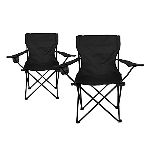 Nexos 2-er Set Angelstuhl Anglerstuhl Faltstuhl Campingstuhl Klappstuhl mit Armlehne und Getränkehalter praktisch robust leicht schwarz