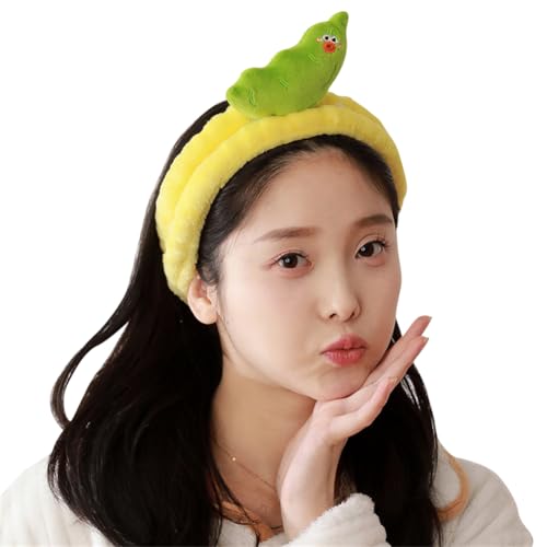 ヘアバンド ヘッドバンド カチューシャ 洗顔ヘアバンド ターバン ふんわり かわいい メイク落とし 洗顔 メイク 整髪 お風呂 幅広 太め レディース (イエロー, Free Size)