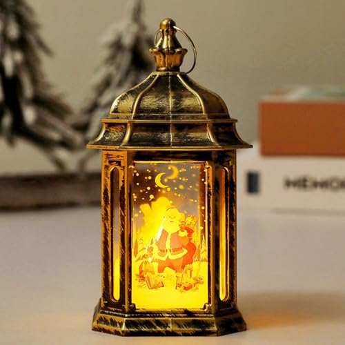 Farolillo decorativo de Navidad, decoración de Navidad, farol interior con vela LED, decoración de Navidad, farolillo decorativo para Navidad, mesa o ventana (C)