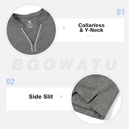 Image of BGOWATU Women's Golf Polo Shirts Short Sleeve Collarless Y-Neck Tennis Tops Quick Dry UPF 50+ Workout Shirt Lightweight