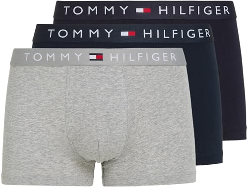 Tommy Hilfiger Herren Boxershorts Trunks Unterwäsche, Mehrfarbig (Des Sky/Grey Htr/Des Sky), L