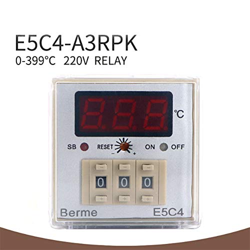Cucudy E5C4-A3RPK Controlador de temperatura de exibição digital 0-399 ℃ K Tipo Regulador de tempera