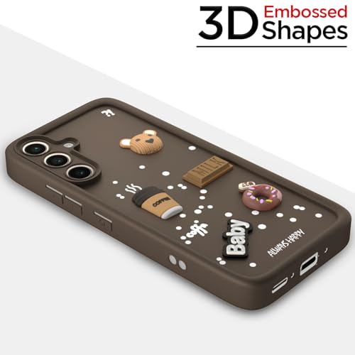 Image of Pikkme Back Cover for Samsung Galaxy S24 FE 5G | 3D Cartoon Silicone Case Cute & Fun Full Protective Bumper Cover (Brown)