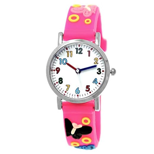 Pure Time® barnklocka flickklocka för barn flickor silikon gummi armband-klocka klocka med 3D fjäril fjäril motiv rosa röd gul lila