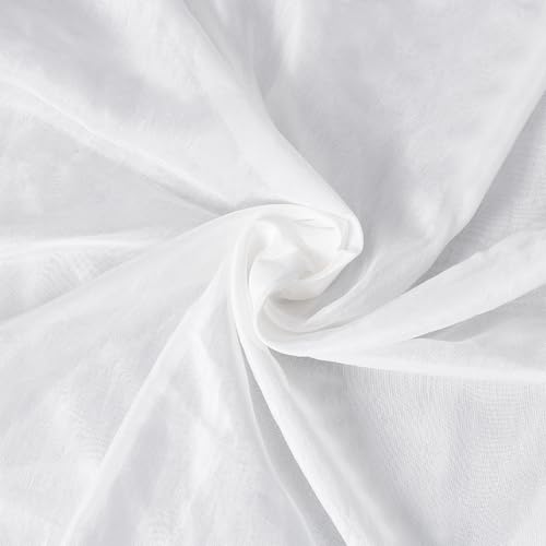 BENECREAT Tela de organza de seda de 1 m, 1,4 m de ancho, color blanco puro, gasa de organza para vestidos de novia, moda, manualidades, decoraciones