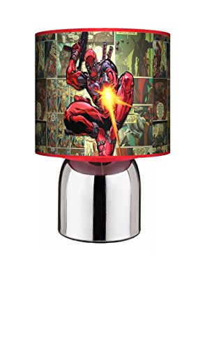 Deadpool - RED Bedside Touch LAMP - Boys Bedroom Light/LAMP Shade. Mains Operated (UK Plug)