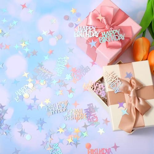 Larrel Happy Birthday Konfetti, 15g Silber Happy Birthday Konfetti Geburtstag Glitzernde Tischdeko Glitzer Geburtstagsdeko Streudeko Geburtstag Geburtstagskonfetti für Junge und Mädchen