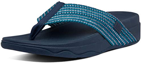 Fitflop Surfa Sandals For Women - Fabric Upper With Contoured Footbed, Slip-On Style, And Textured Synthetic Outsole Sea Blue 10 M (B) #TOP18