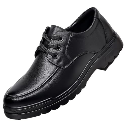 Men's Comfortable Fashion Dress Shoes Classic Leather Pointed Toe Platform Low Top Non-Slip Softsole Oxford Shoes