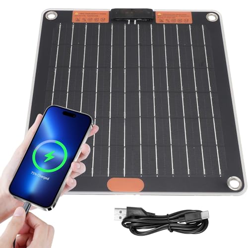 Solar Panel Battery Charger, Fast Charging 30w Power Bank, 1.06×0.98in Portable Battery Pack, Double USB Ports, Power Backup for Camping, Hiking & Backpacking