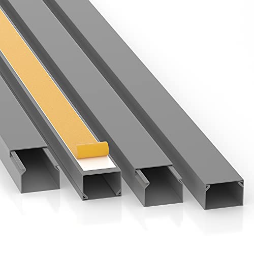 CILSON Canalina per cavi 20 m | 20 x 1 m di lunghezza, 30 x 20 mm di larghezza x altezza, grigio, autoadesiva, canale da parete e soffitto con foro inferiore, barra dei cavi, protezione cavi,
