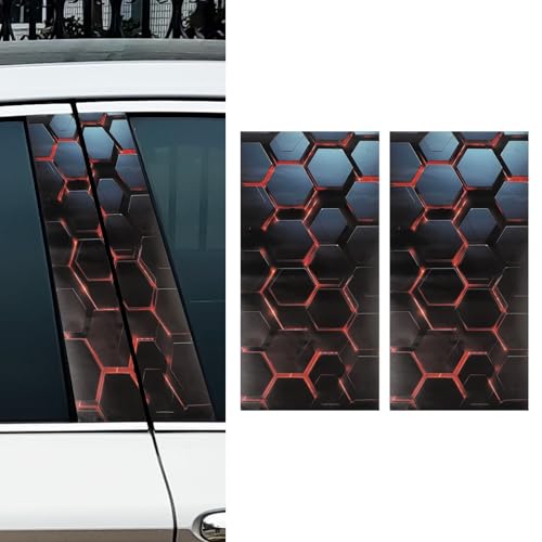 QOXEZY Bil B-pelarklistermärken 2-pack, vaxkakedesign dörr postdekaler 50 cm x 25 cm, för hållbar husdjur exteriör fordonsdekoration för bilar (A)