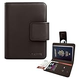 OVNTHYK Passport Holder for Travel - Genuine Leather Passport Holder with Hidden AirTag Pocket, Rfid Blocking Passport Cover Travel Wallet for Women Men (Coffee Brown)