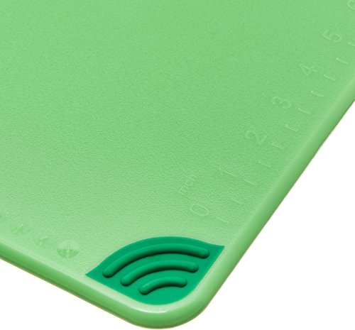 San Jamar Saf-T-Grip Plastic Cutting Board With Safety Hook, 12" X 18" X 0.5", Green #TOP3