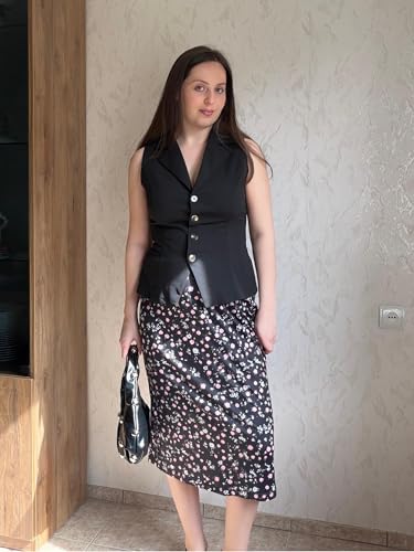 Image of Naggoo Midi Skirts for Women Summer Elastic High Waisted Basic Straight Skirt with Slit
