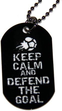 Keep Calm and Defend the Goal Soccer Dog Tag