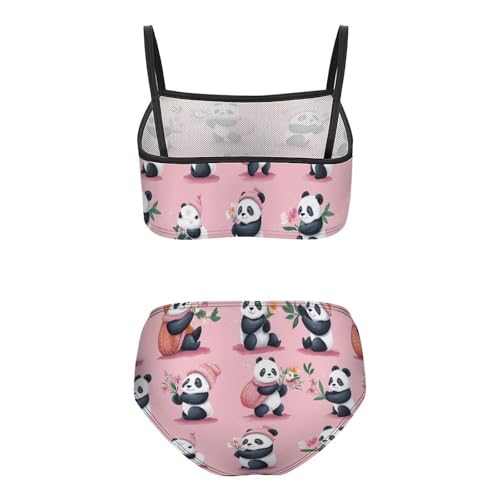 Panda Print Girls Swimsuits Two Piece Bikini Sets Beach Sport Swimwear Bathing Suit2