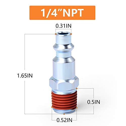 Gasher 1/4-Inch Npt Male Industrial Air Plug, Pneumatic Plugs 300Psi (20-Pack) #TOP3